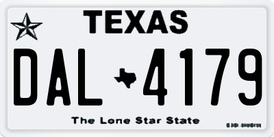 TX license plate DAL4179