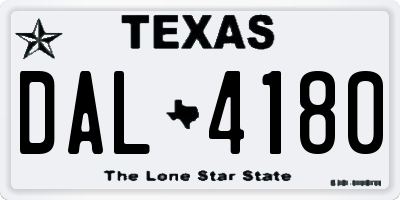 TX license plate DAL4180