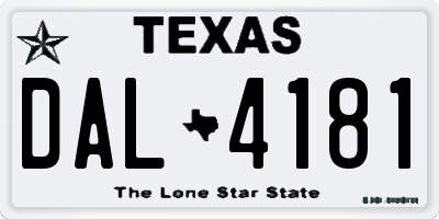 TX license plate DAL4181