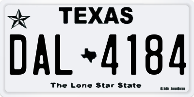 TX license plate DAL4184