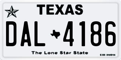 TX license plate DAL4186