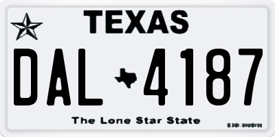 TX license plate DAL4187