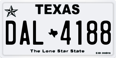 TX license plate DAL4188