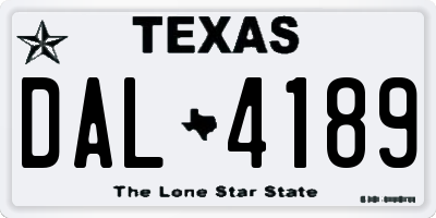 TX license plate DAL4189
