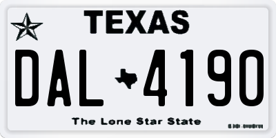 TX license plate DAL4190