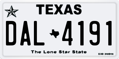 TX license plate DAL4191
