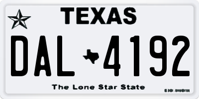 TX license plate DAL4192