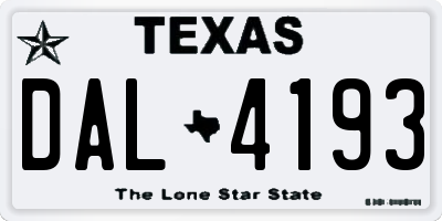 TX license plate DAL4193