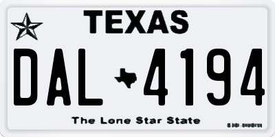 TX license plate DAL4194