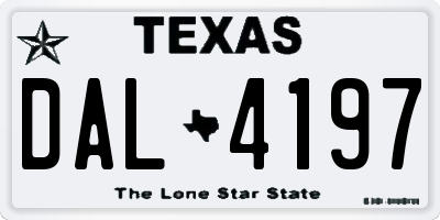 TX license plate DAL4197