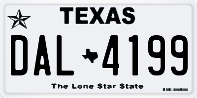 TX license plate DAL4199