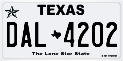 TX license plate DAL4202
