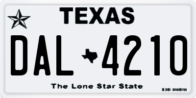 TX license plate DAL4210