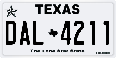 TX license plate DAL4211