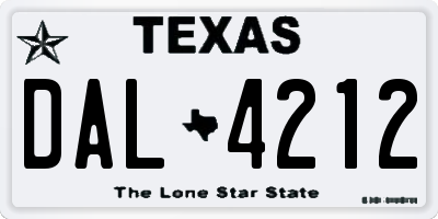 TX license plate DAL4212
