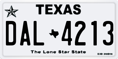 TX license plate DAL4213