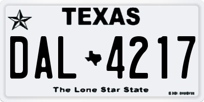 TX license plate DAL4217