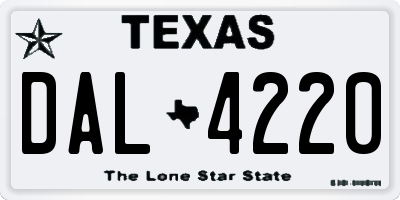 TX license plate DAL4220