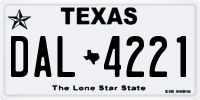 TX license plate DAL4221