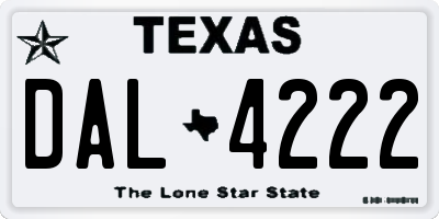 TX license plate DAL4222