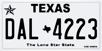 TX license plate DAL4223