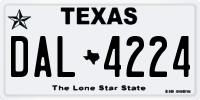 TX license plate DAL4224