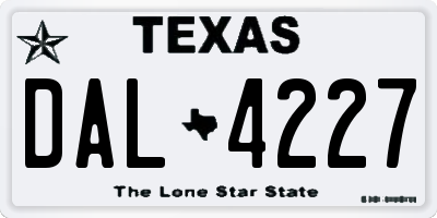 TX license plate DAL4227