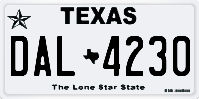 TX license plate DAL4230