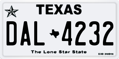 TX license plate DAL4232