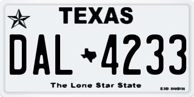 TX license plate DAL4233