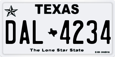 TX license plate DAL4234