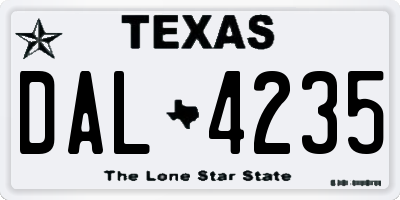 TX license plate DAL4235