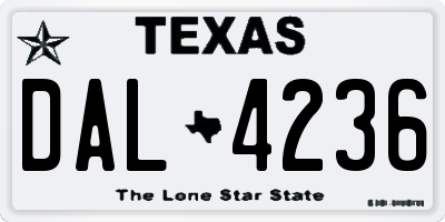 TX license plate DAL4236