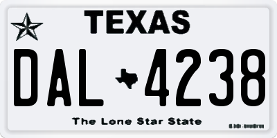 TX license plate DAL4238