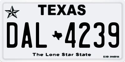 TX license plate DAL4239