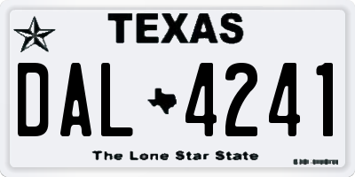 TX license plate DAL4241