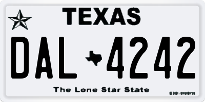 TX license plate DAL4242