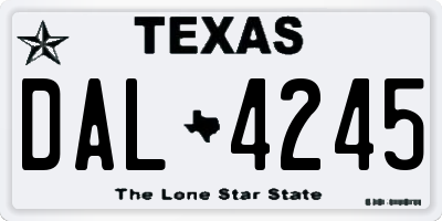 TX license plate DAL4245