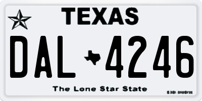 TX license plate DAL4246