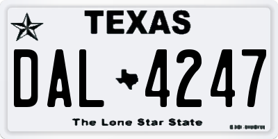 TX license plate DAL4247