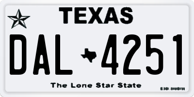 TX license plate DAL4251