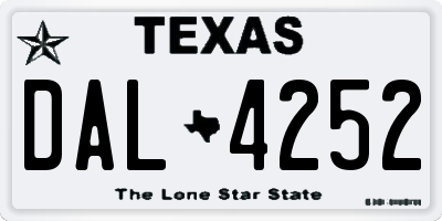 TX license plate DAL4252