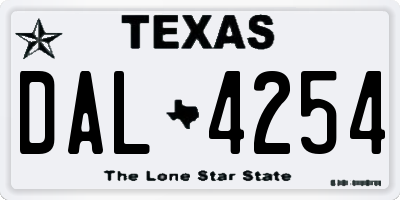 TX license plate DAL4254