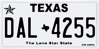 TX license plate DAL4255