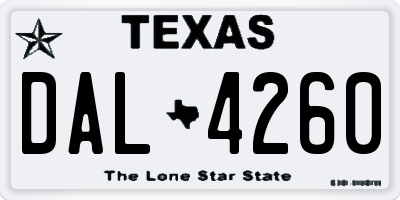 TX license plate DAL4260