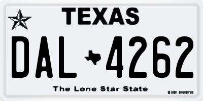 TX license plate DAL4262