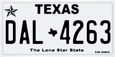 TX license plate DAL4263