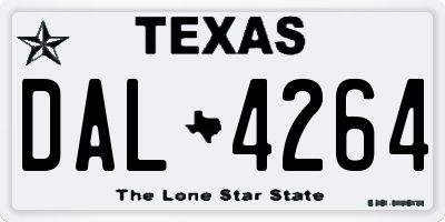 TX license plate DAL4264