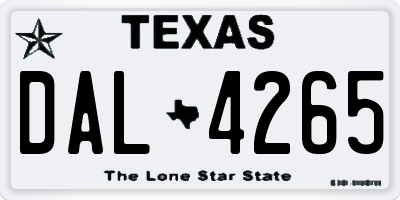 TX license plate DAL4265