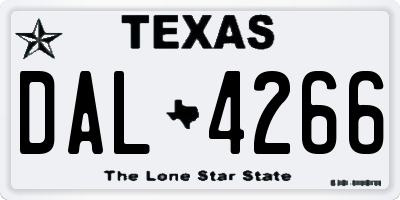 TX license plate DAL4266